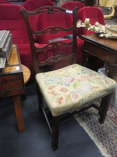 Lot 494 - A George III mahogany ladder back dining chair...