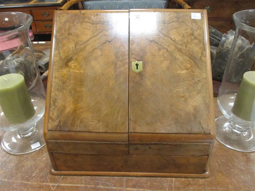 Lot 352 - A Victorian walnut stationery box, with...