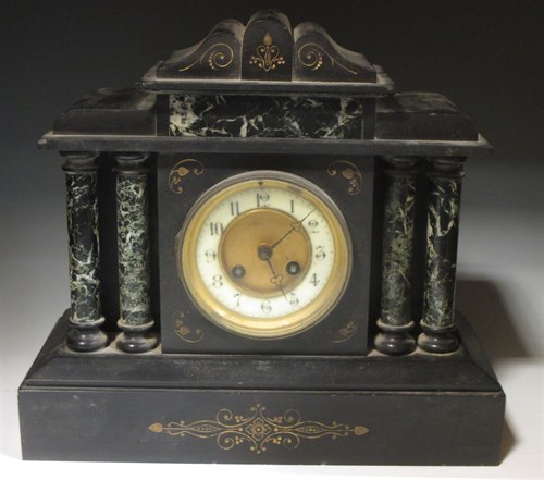 Lot 100 - A Victorian black marble mantel clock, with 4...