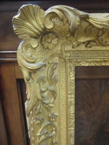 Lot 327 - A gilt and gesso moulded picture frame, sight...