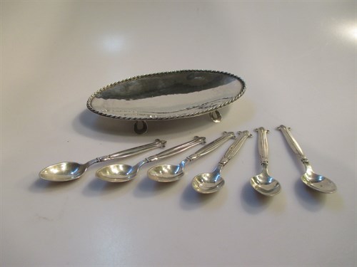 Lot 180 - Six Danish silver coffee spoons in the manner...