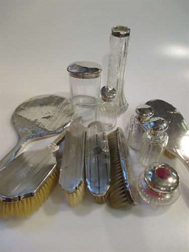 Lot 188 - A silver six piece dressing table set,...