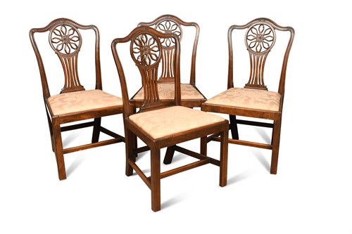 Lot 410 - A set of four Hepplewhite period mahogany dining chairs
