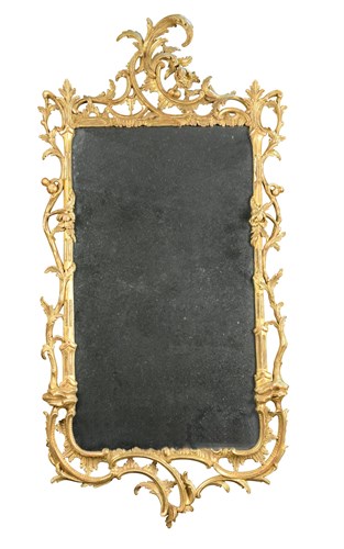 Lot 402 - A pair of giltwood and gilt gesso framed mirrors, one late 18th century, the other believed to be an old copy