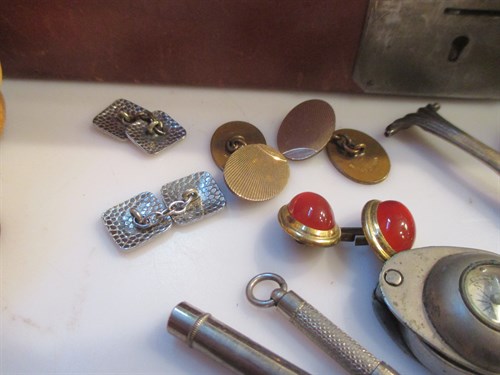 Lot 144 - A quantity of gilt metal cufflinks, a 9ct...