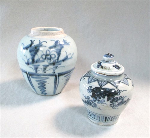 Lot 66 - Two blue and white provincial Ming dynasty jars