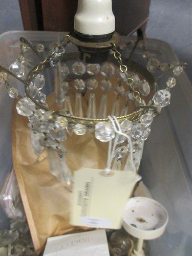 Lot 430 - A small basket chandelier, another with pink...