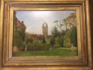 Lot 316 - E Batty, A Country House garden, oil on panel,...