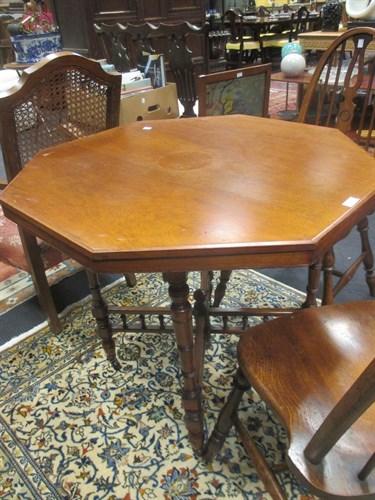 Lot 413 - Two similar walnut octagonal occasional tables,...