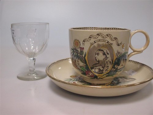 Lot 58 - A Queen Victoria 1887 Jubilee moustache cup...