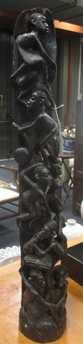 Lot 69 - A Nigerian hardwood totem carving of entwined...