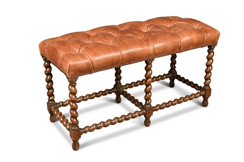 Lot 445 - A late 19th century oak framed duet stool