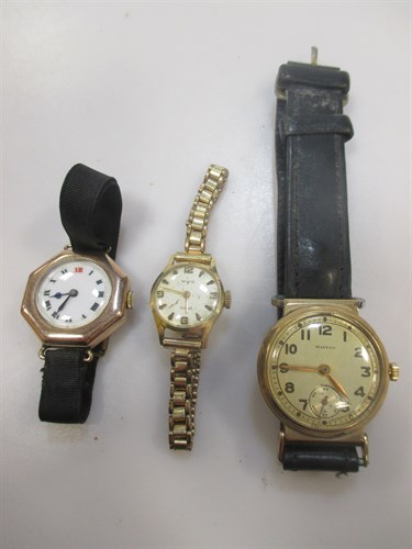 Lot 171 - Three vintage wristwatches, two with 9ct gold...
