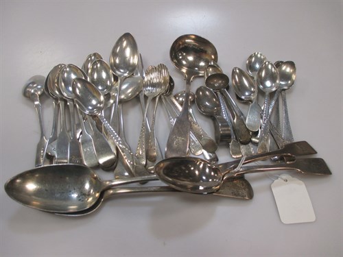 Lot 201 - A collection of silver flatware including...