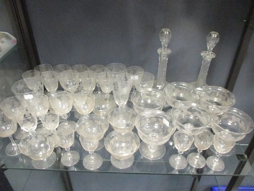 Lot 54 - A part suite of 19th century engraved and cut...