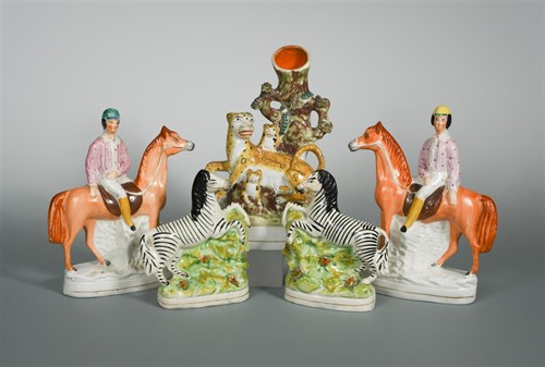 Lot 3 - A collection of 19th century Staffordshire pottery figures