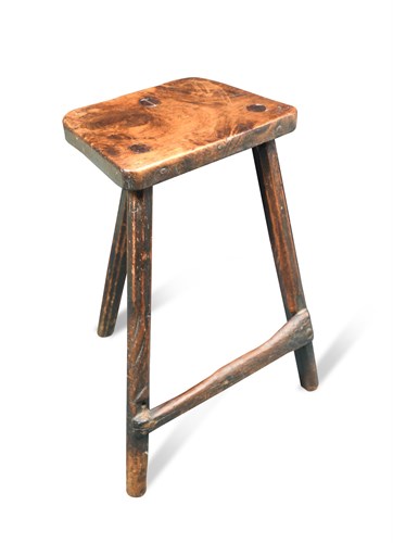 Lot 399 - A 19th century elm and ash block seat stool
