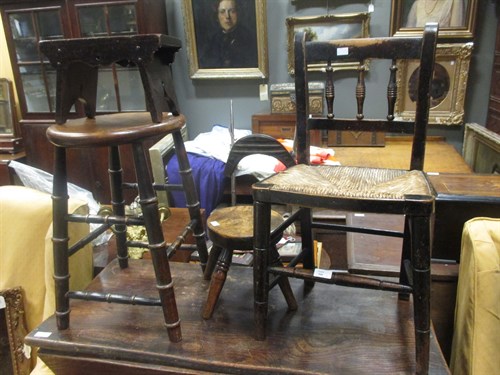 Lot 560 - A 19th century child's painted ash and rush...
