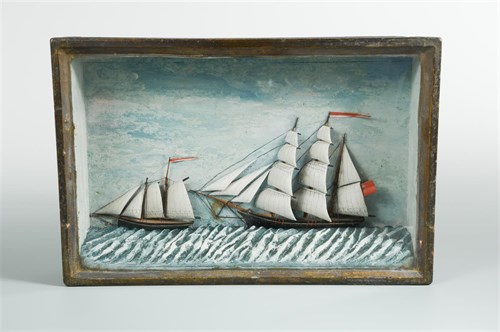 Lot 332 - A 19th century Folk Art ships diorama