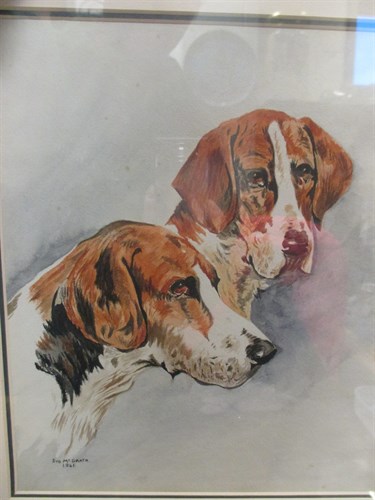 Lot 378 - Syd McGrath, Study of two foxhounds, Study of...