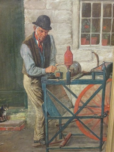 Lot 259 - J T Lucas, The knife grinder, Signed and dated...
