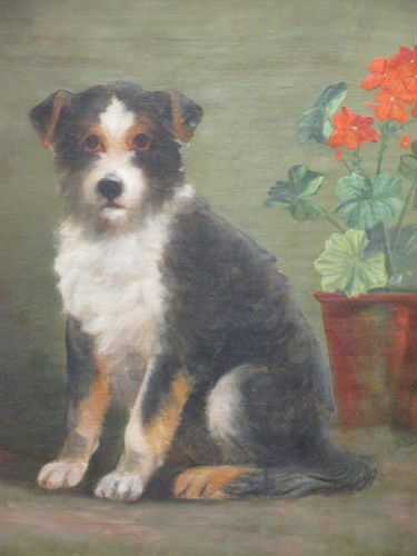 Lot 255 - W Gawdy, Portrait of a sitting dog by...