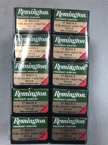 Lot 246 - 500 rounds of Remington .17 Mach2 17grn Accutip V boat tail ammunition