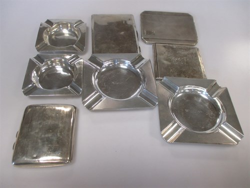 Lot 210 - Four silver cigarette cases and two pairs of...