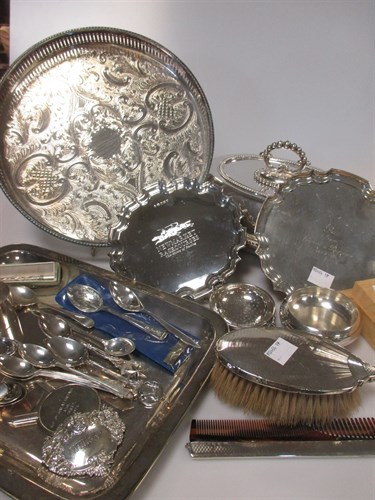 Lot 231 - Silver brush and comb, two small silver...