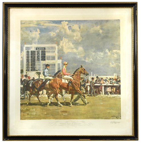 Lot 22 - Sir Alfred Munnings, Going out at Epsom,...