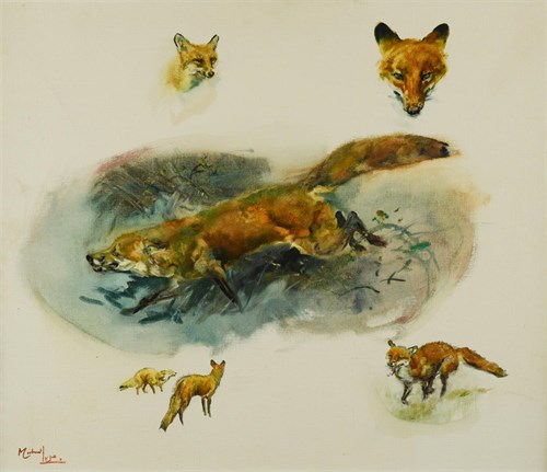 Lot 26 - Michael Lyne (British, 1912-1989) Fox studies,...