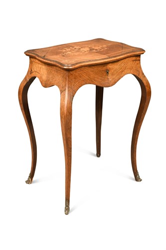 Lot 422 - A 19th century French rosewood and marquetry inlaid work table