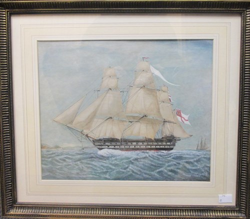 Lot 281 - W…. W…. (1873), Fighting ship on choppy seas,...