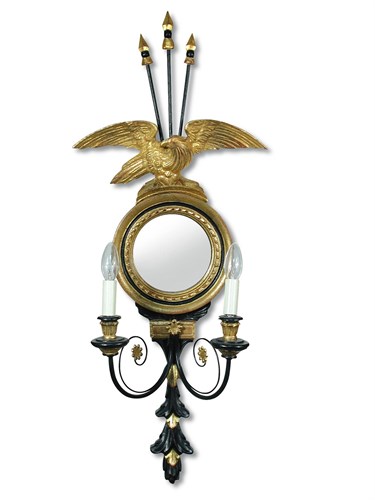 Lot 290 - A pair of Beaumont and Fletcher mirrored sconces