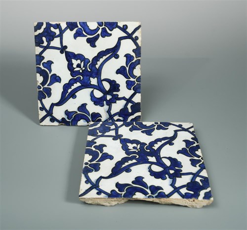 Lot 13 - Two mid 16th century Iznik 'Dome of the Rock' tiles