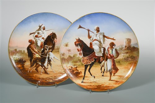 Lot 22 - A pair of French pottery charges by Lebeuf, Milliet of Creil and Montereau, circa 1845