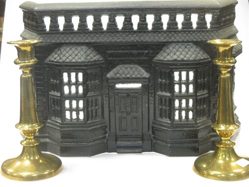 Lot 98 - A Victorian black painted cast iron fire front...