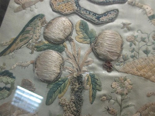 Lot 351 - A rare 17th century stumpwork picture of Charles II and Catherine of Braganza, dated 1670