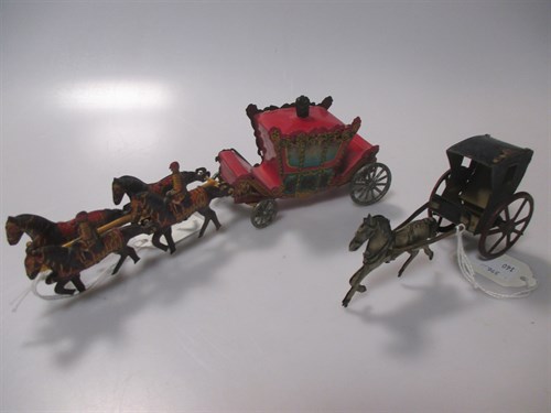 Lot 46 - Tinplate Wells Coronation Coach, Boxed,...