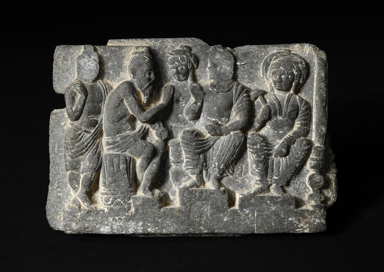 Lot 282 - A Gandharan carved stone relief panel, 2nd-3rd century AD