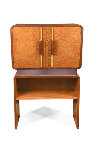 Lot 123 - An Art Deco birds eye maple cocktail cabinet