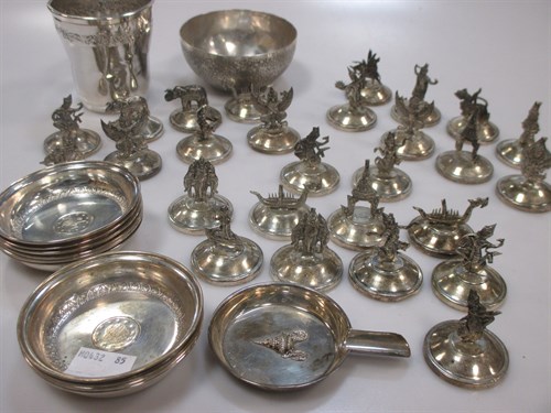 Lot 217 - Twenty seven Thai silver place setting holders,...