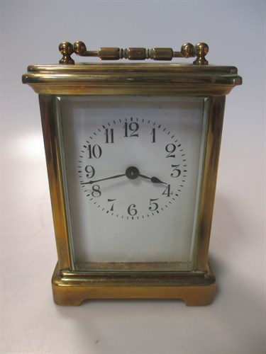 Lot 41 - A brass carriage timepiece, with Arabic...