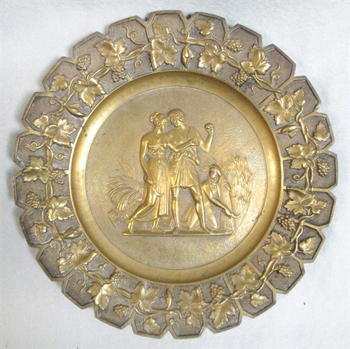 Lot 303 - Four 19th century gilt bronze plates emblematic of the four seasons