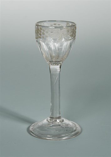 Lot 47 - A George III cordial glass, the faceted bowl...