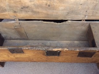 Lot 382 - A 15th century elm and iron bound boarded chest