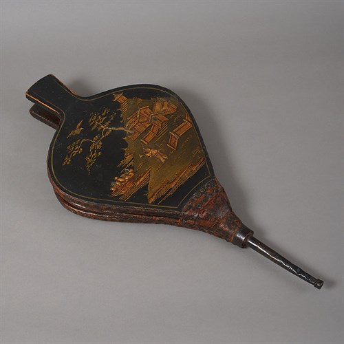 Lot 325 - A pair of large 18th century lacquer fire bellows