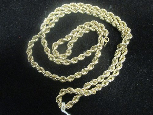 Lot 165 - A 9ct gold hollow rope link chain 51.5g