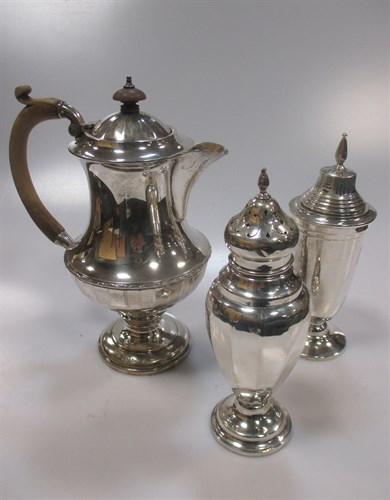 Lot 226 - A Sterling silver hot water jug and two silver...