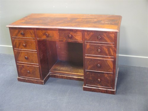 Lot 426 - A 19th century mahogany pedestal desk, 121cm wide
